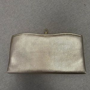 Vintage 1960s Gold Lame Vinyl Clutch with a Fold Down Hideaway Handle